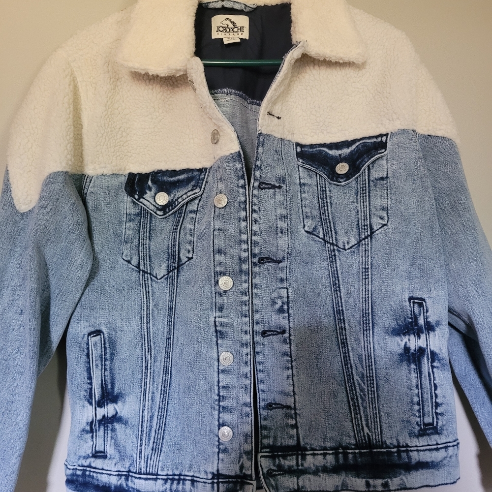 Jordache vintage denim Sherpa jacket, Y2K, size small - Picture 4 of 5